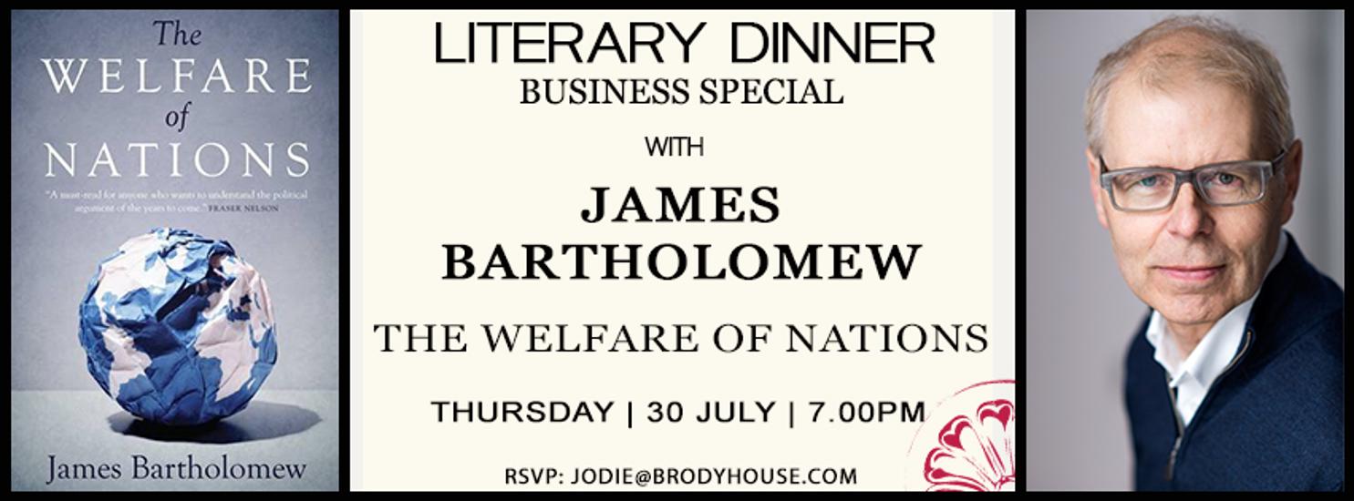 Literary Dinner: James Bartholomew @ Bródy Studios, 30 July