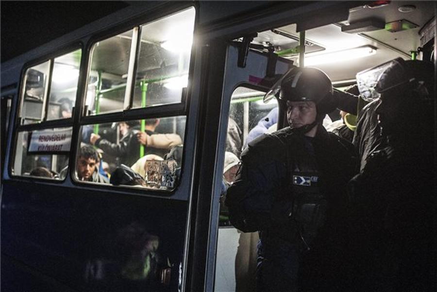 Migrants Board Buses After Fleeing Collection Point In Hungary