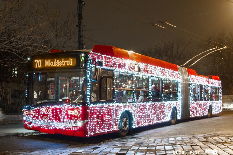 Santa’s Trolleybus Creating Joy Around Budapest