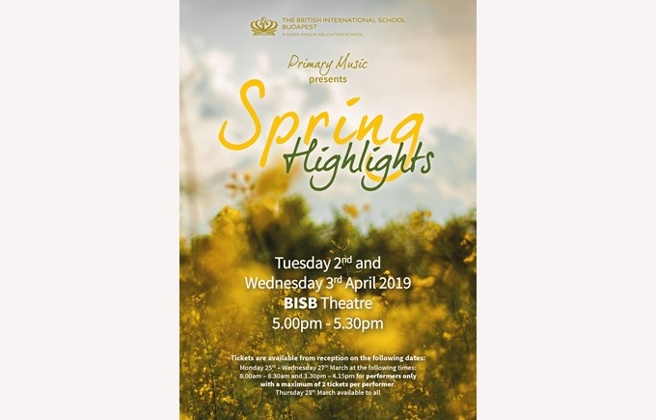 BISB Primary 'Spring Highlights' Concert, 2 & 3 April