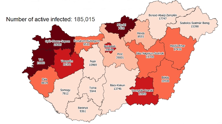 Covid Update: 185,015 Active Cases, 154 New Deaths In Hungary