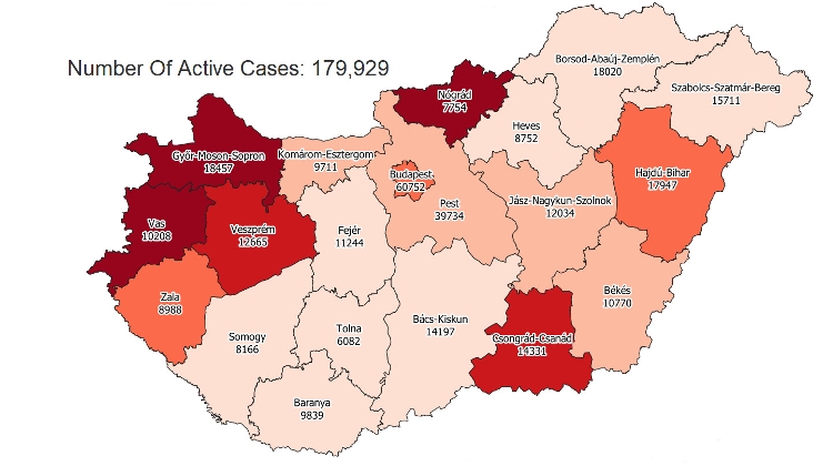 Covid Update: 179,929 Active Cases, 118 New Deaths In Hungary