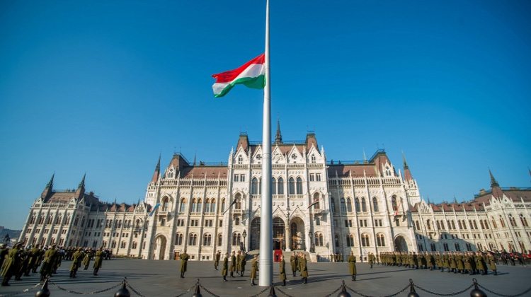 Flag Flown at Half-Mast in Front of Hungarian Parliament