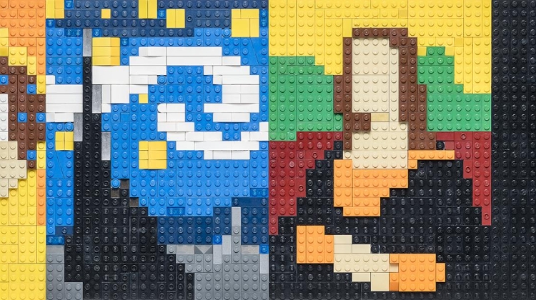 Giant Image Built With Over 160,000 Lego Bricks at Budapest University