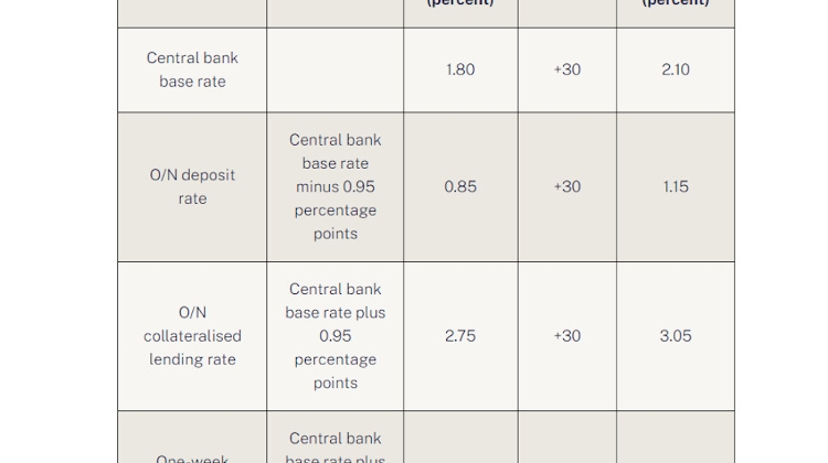 Hungary Central Bank Raises Key Rate by 30 Basis Points