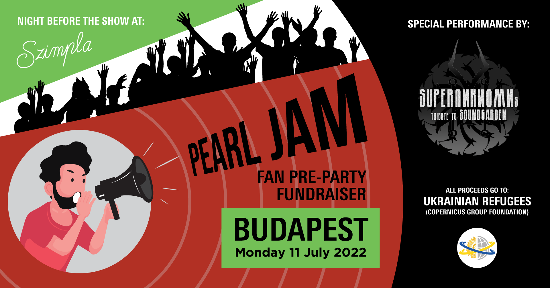Pre-Concert Party & Fundraising for Ukraine by Pearl Jam Fans in Budapest, 11 July