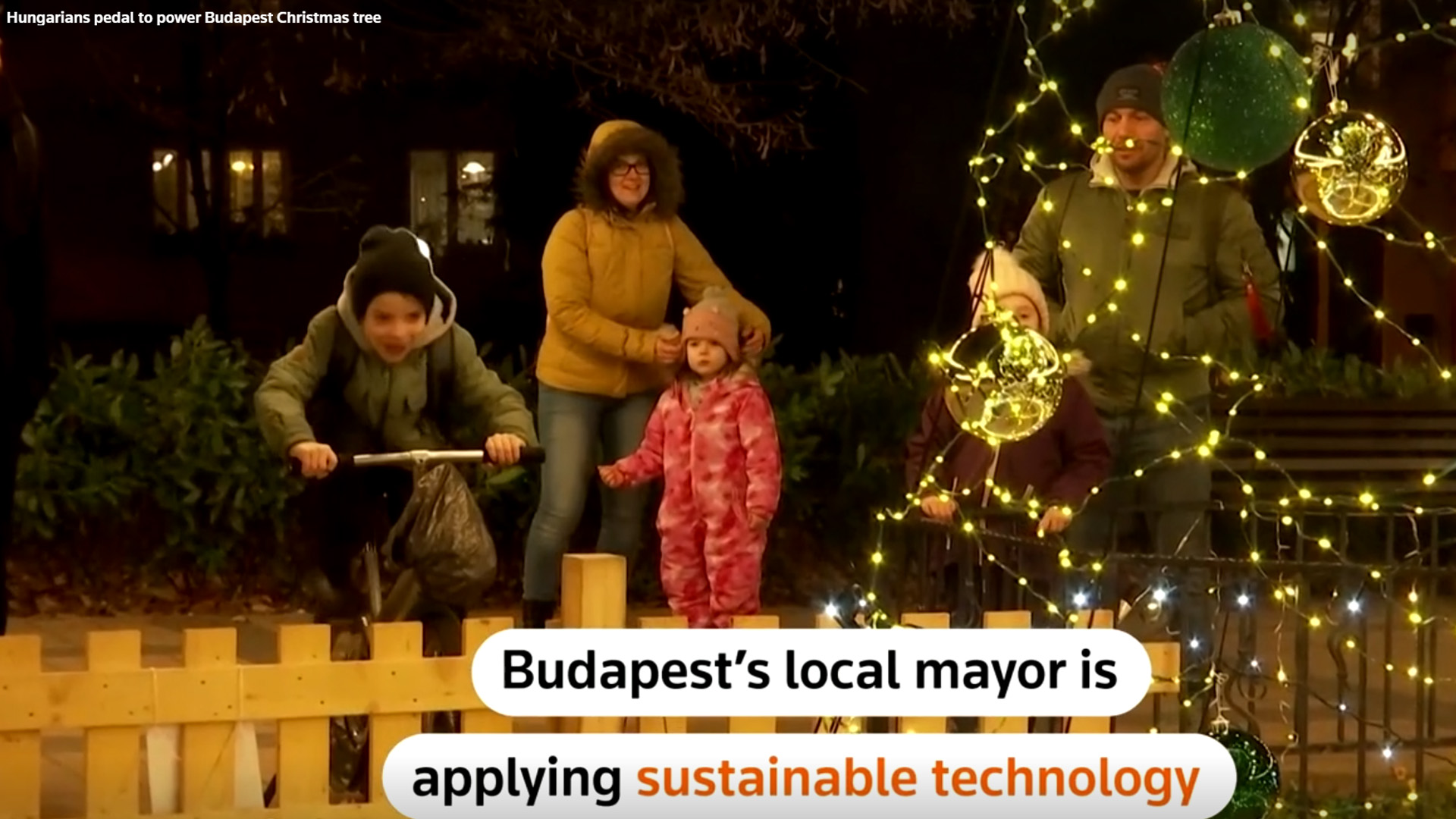 Watch: Locals Pedal to Power Christmas Tree Lights in Budapest 2nd District