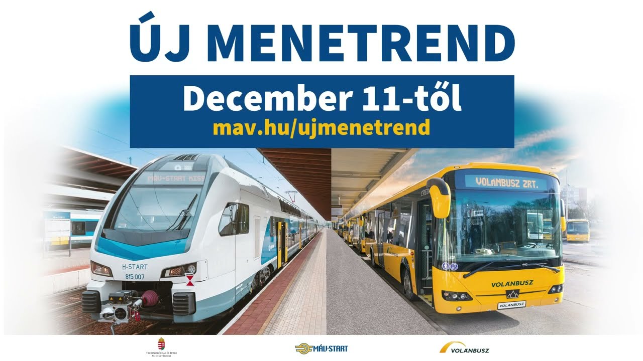 New MÁV-Volán Train, Bus Timetable From December 11 in Hungary