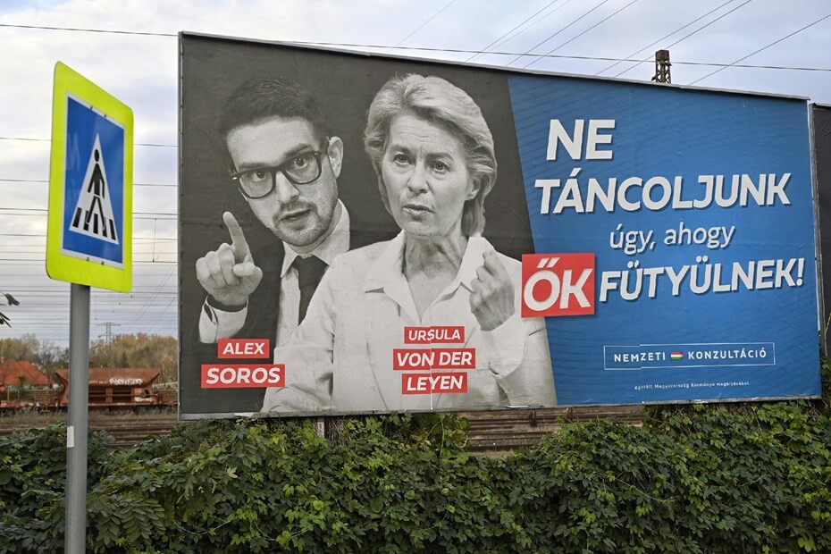 Hungarian Opinion: Government Billboards Feature Alex Soros & von der Leyen
