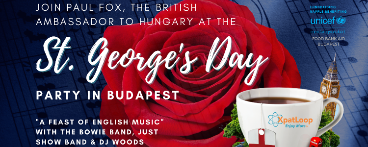 Invitation: St. George's Day Party, Budapest Marriott, 22 April - ‘A Feast of English Music’