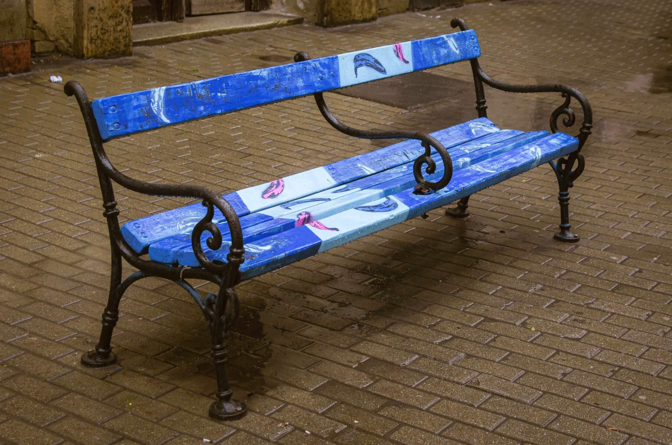 Andy Warhol's Blue Painting Inspired Bench in Budapest