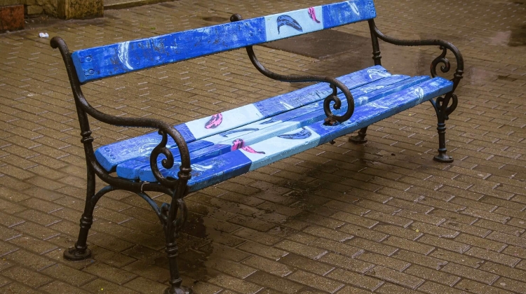 Andy Warhol's Blue Painting Inspired Bench in Budapest