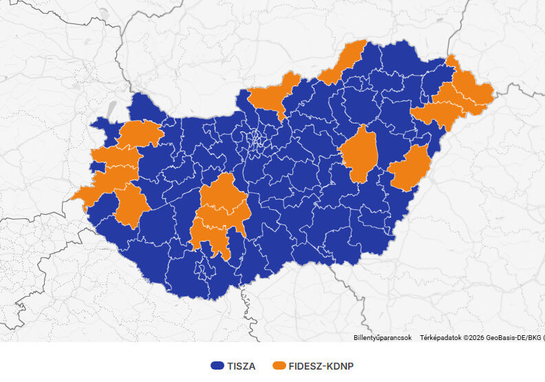 Latest Analysis: Tisza Stronger in Cities, Fidesz Still Dominates Smaller Settlements