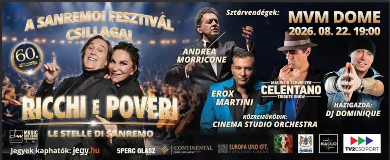 Ricchi e Poveri, Andrea Morricone, Erox Martini & Celentano Tribute Show, MVM Dome Budapest, 22 August