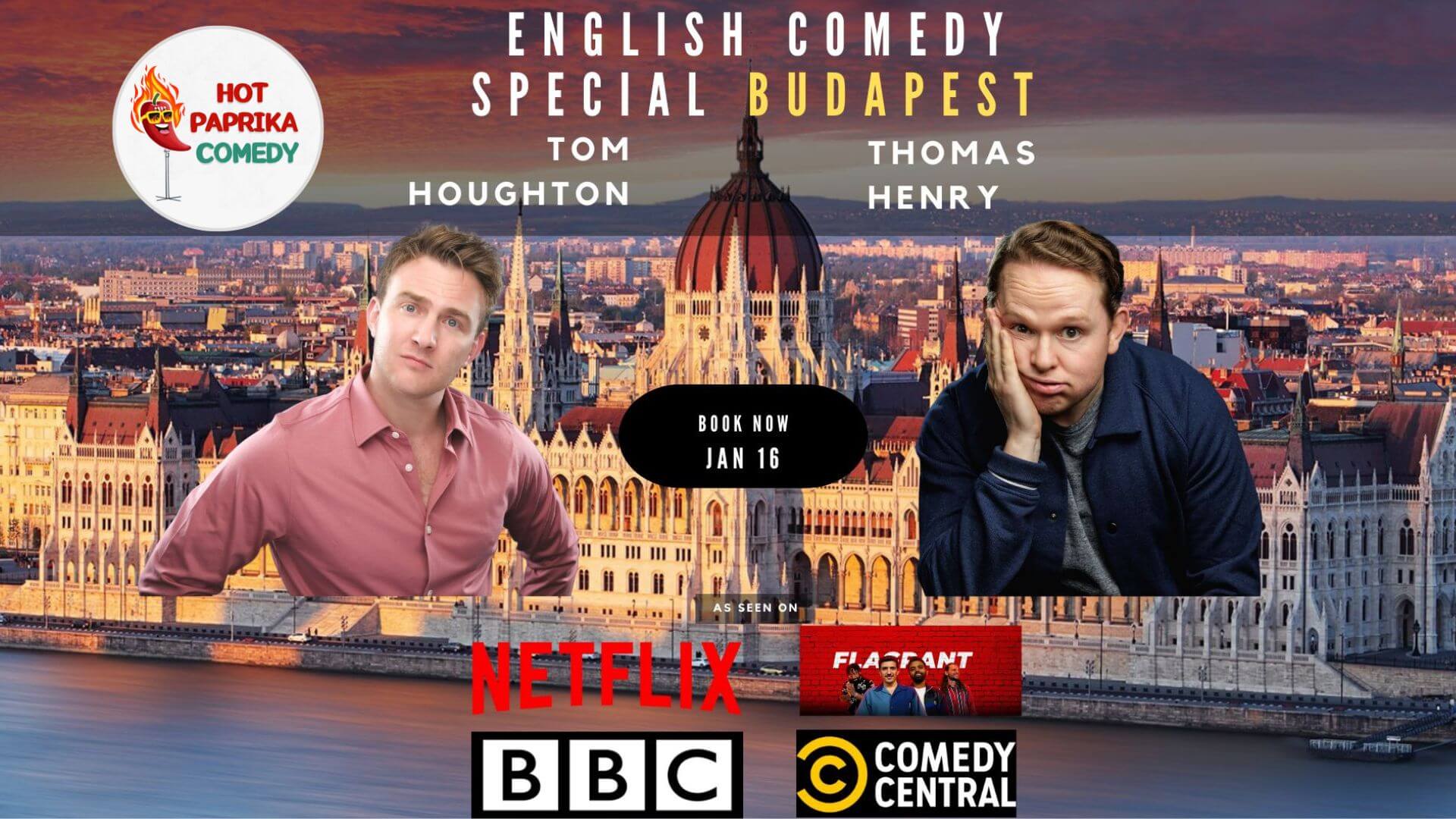 A Very English Comedy Night, Marczibányi Tér Cultural Center Budapest, 16 January