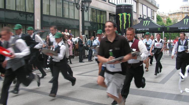 Fund Raising Waiter Race In The Heart Of Budapest