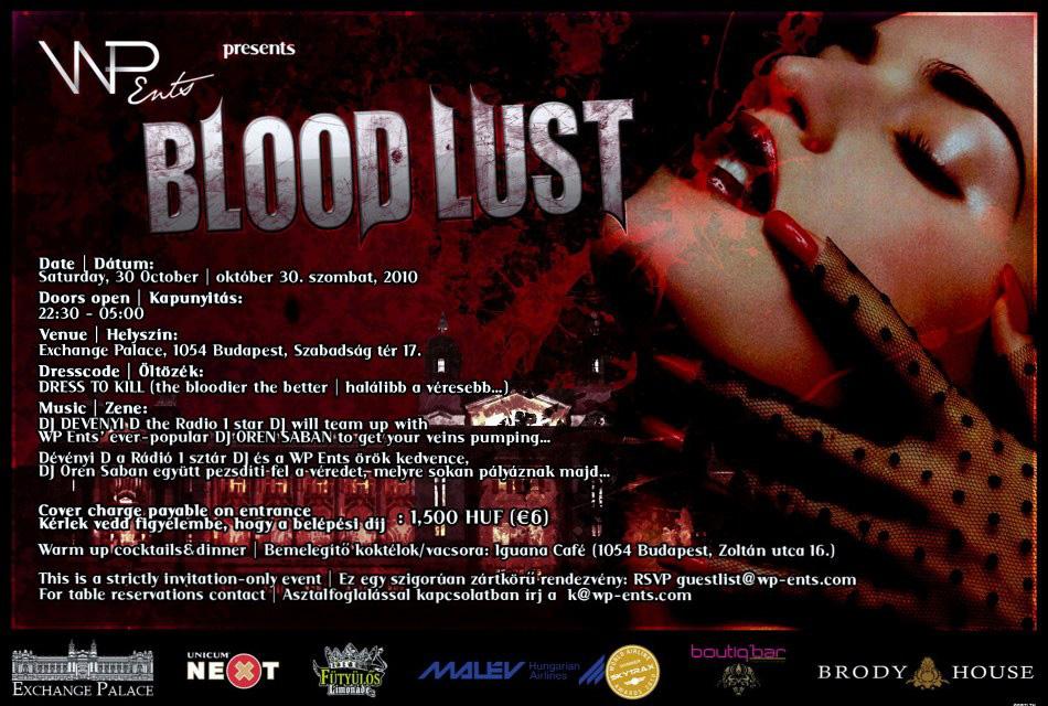'Blood Lust’, Exchange Palace  Budapest, 30 October