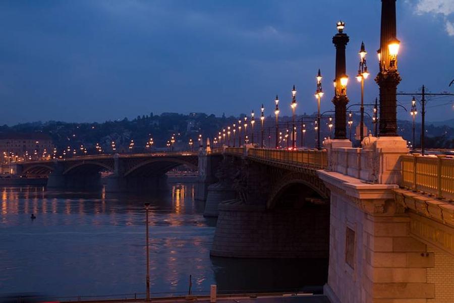 Margit Bridge In Budapest Reborn, Flooded With Light
