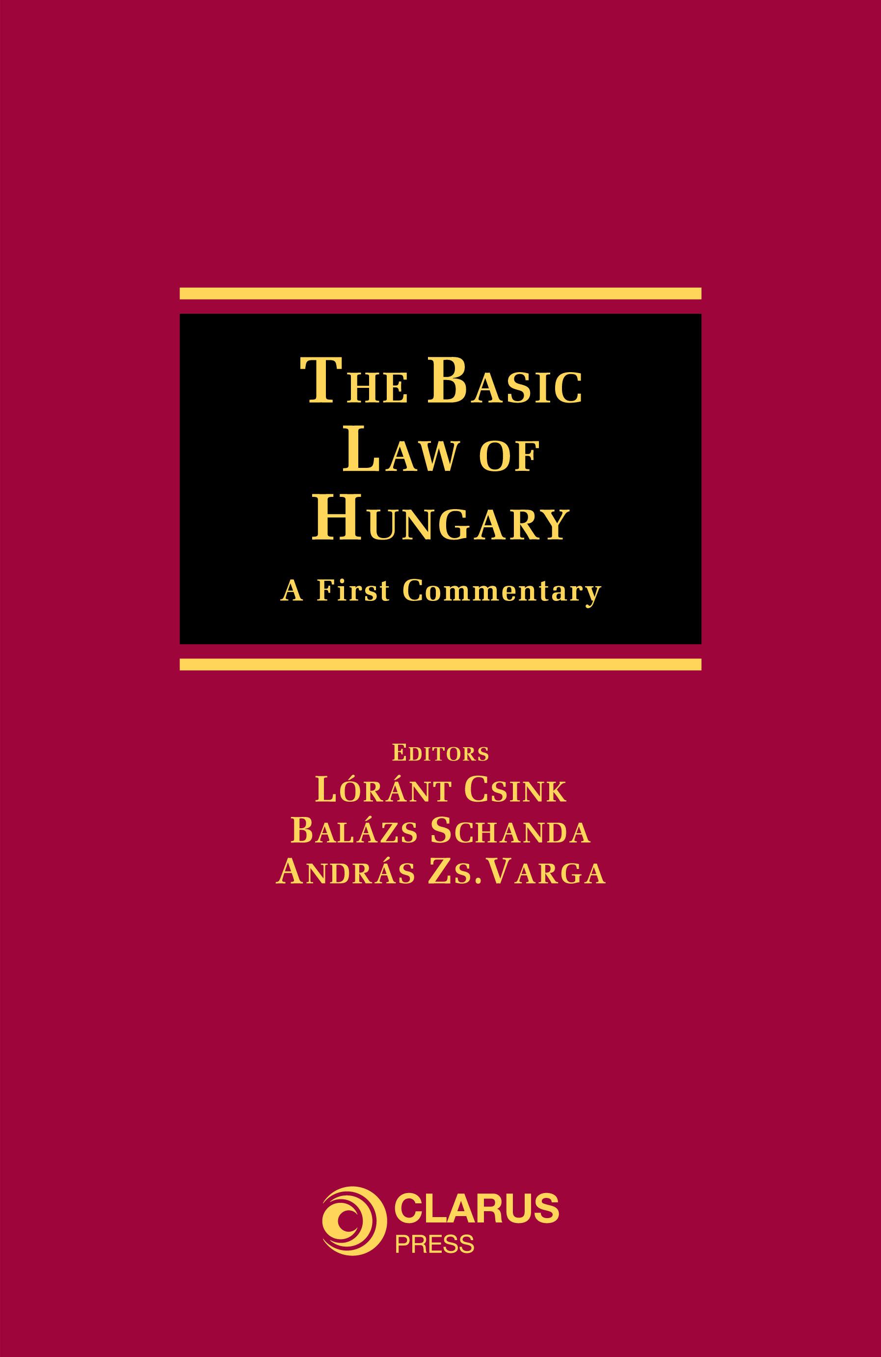 Commentary To The Hungarian Constitution Published In English