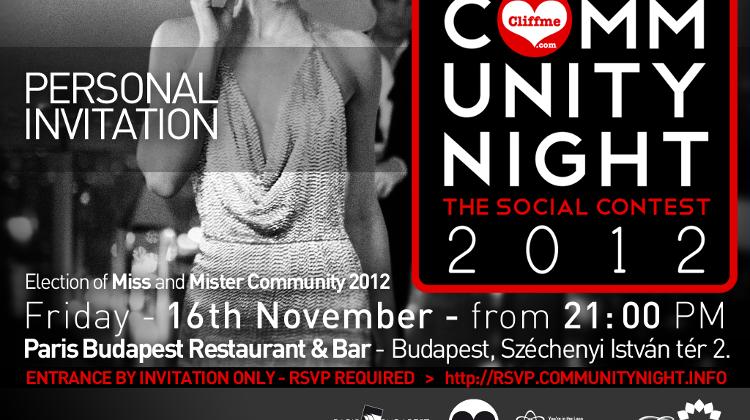 Invitation: Community Night, Paris Budapest Restaurant Budapest, 16 November