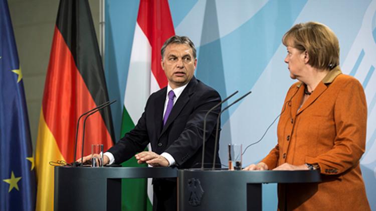 Joint Press Briefing Held In Berlin By Hungarian PM & German Chancellor