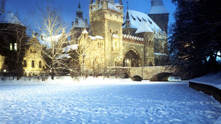 Christmas Market At Vajdahunyad Castle In Budapest