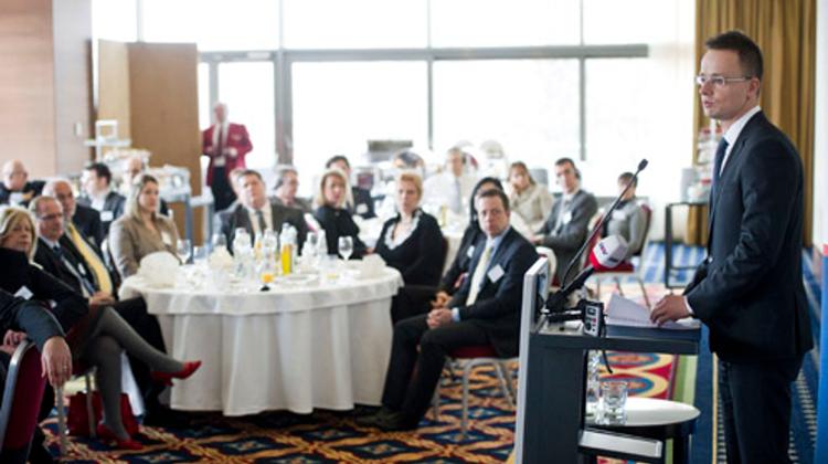 Péter Szijjártó Holds Lecture At Swiss-Hungarian Chamber Of Commerce In Budapest