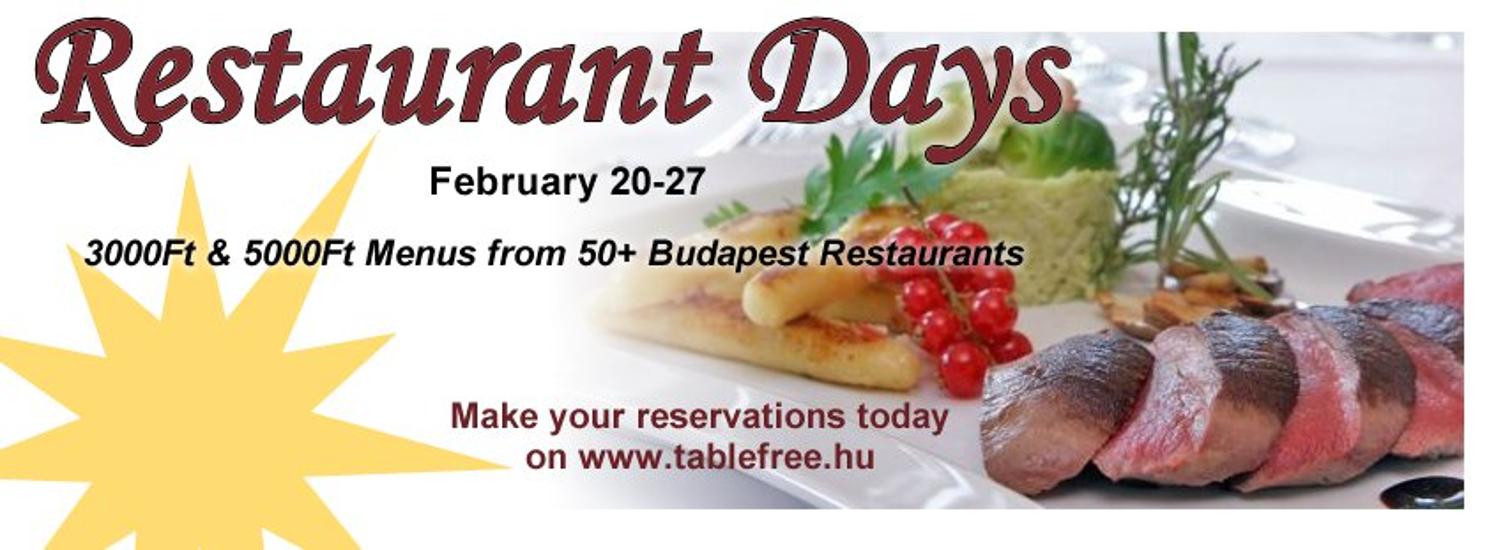 Invitation: TableFree Restaurant Days Budapest, 20 – 27 February