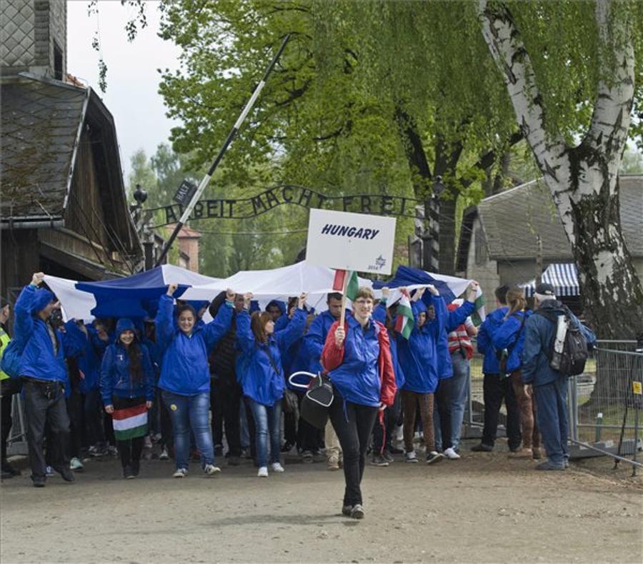 Hungarian Pilgrims At Auschwitz-Birkenau Intl March