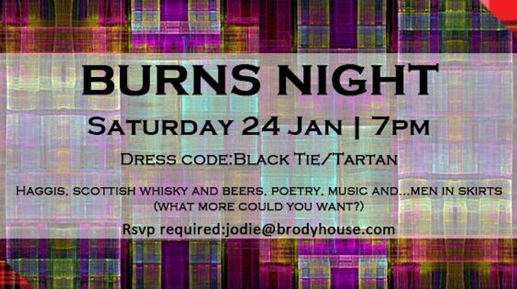 Burns Night & Whisky Dinner, Bródy Studios, 24 January