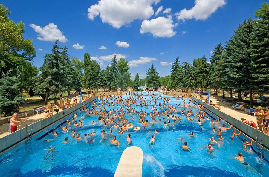 Residents Of Budapest Seek Refuge From Heat Wave In Baths