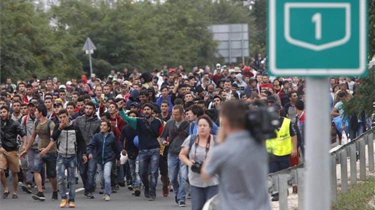 Refugees March Out Of Hungary