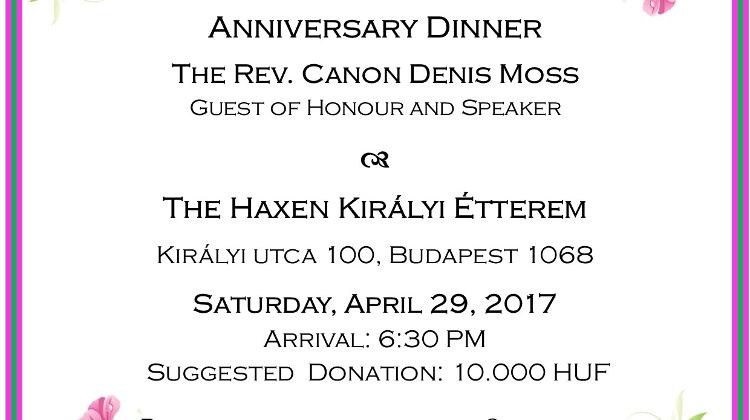 St. Margaret’s Anniversary Dinner, Budapest, 29 April