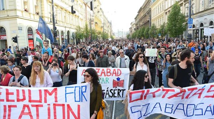 Huge Demonstration For CEU Held In Budapest